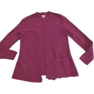 Talbots Women Petite Sp 100% Cotton Cardigan Sweater Open Front Long Sleeve Pink